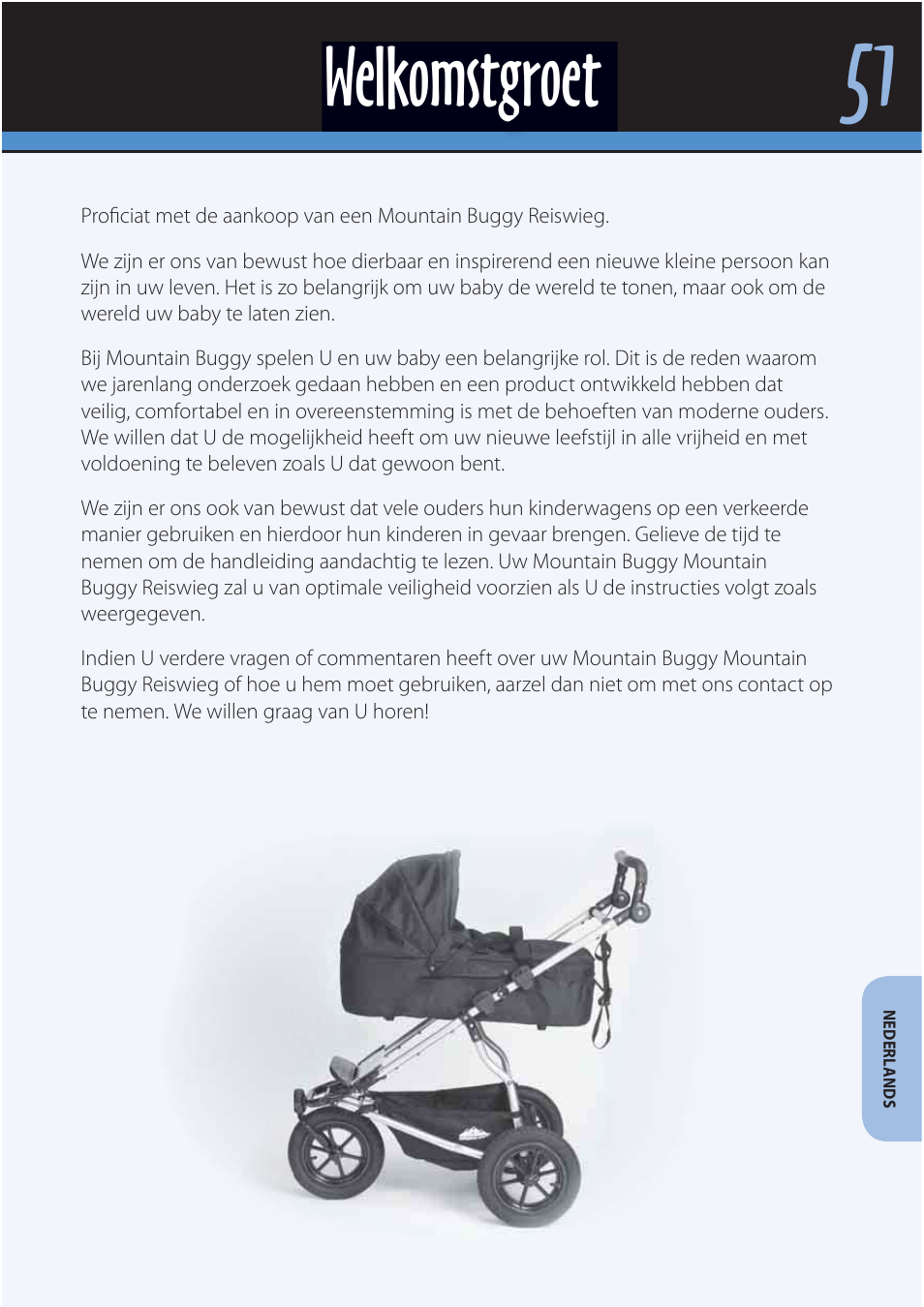 Welkomstgroet | Mountain Buggy Carrycot User Manual | Page 53 / 75