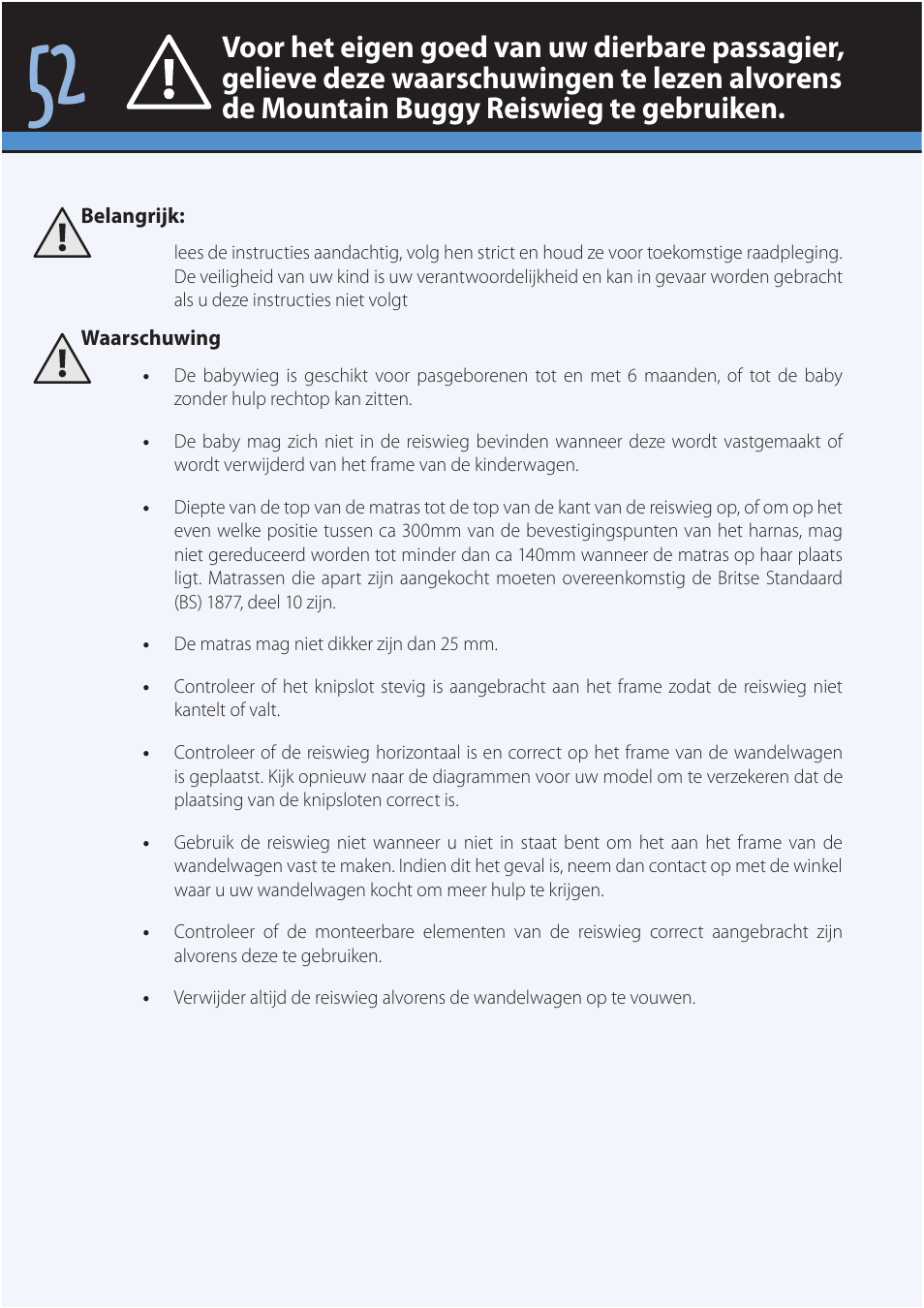 Mountain Buggy Carrycot User Manual | Page 54 / 75