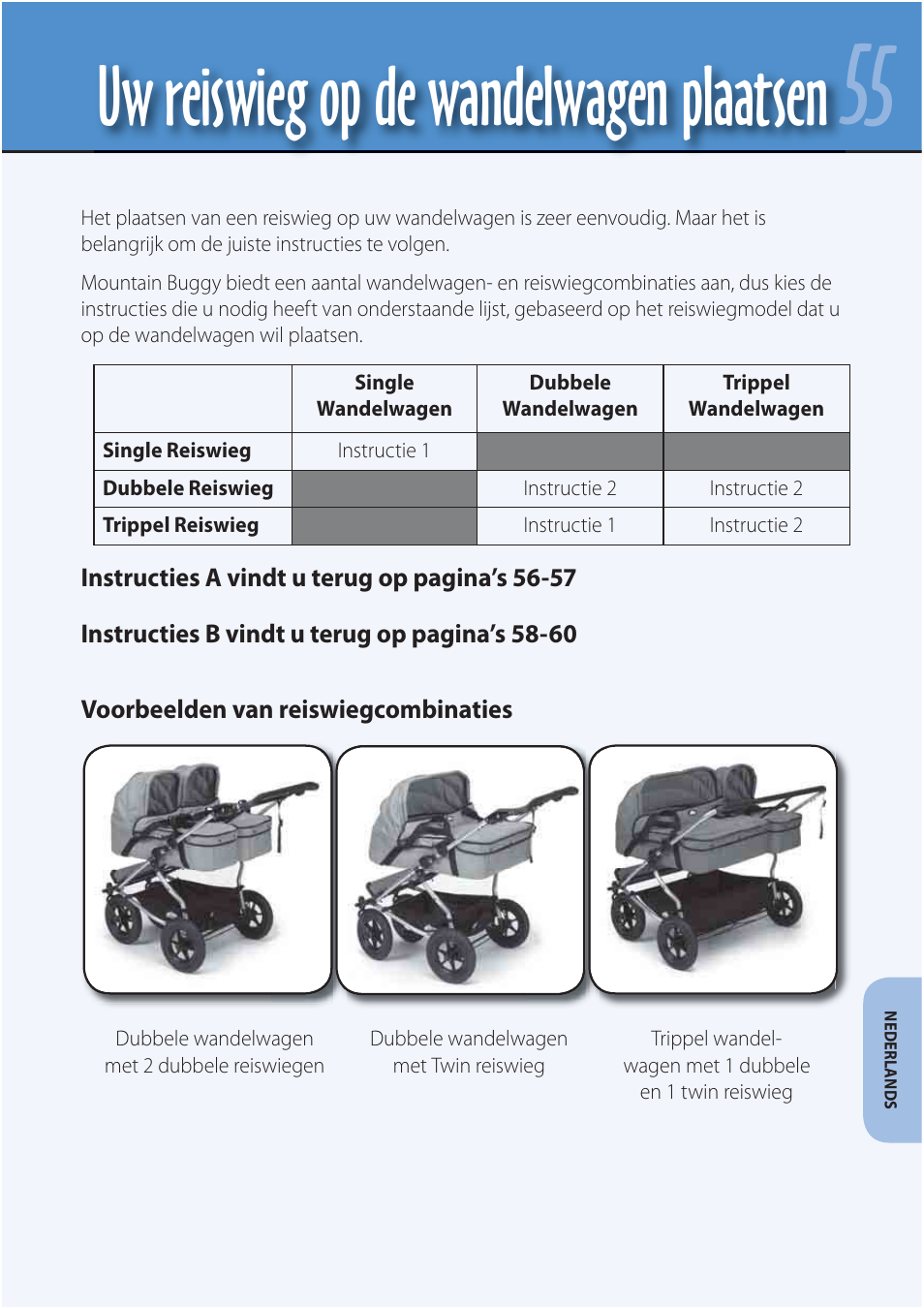 Uw reiswieg op de wandelwagen plaatsen | Mountain Buggy Carrycot User Manual | Page 57 / 75