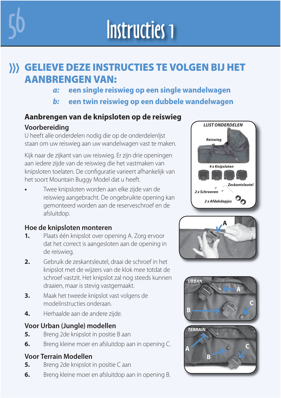 Instructies 1 | Mountain Buggy Carrycot User Manual | Page 58 / 75