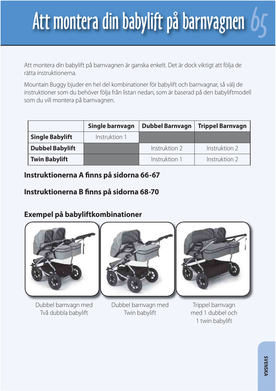 Att montera din babylift på barnvagnen | Mountain Buggy Carrycot User Manual | Page 67 / 75