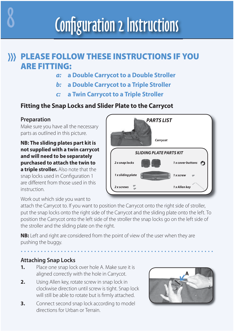 Conﬁ guration 2 instructions | Mountain Buggy Strollers User Manual | Page 10 / 14
