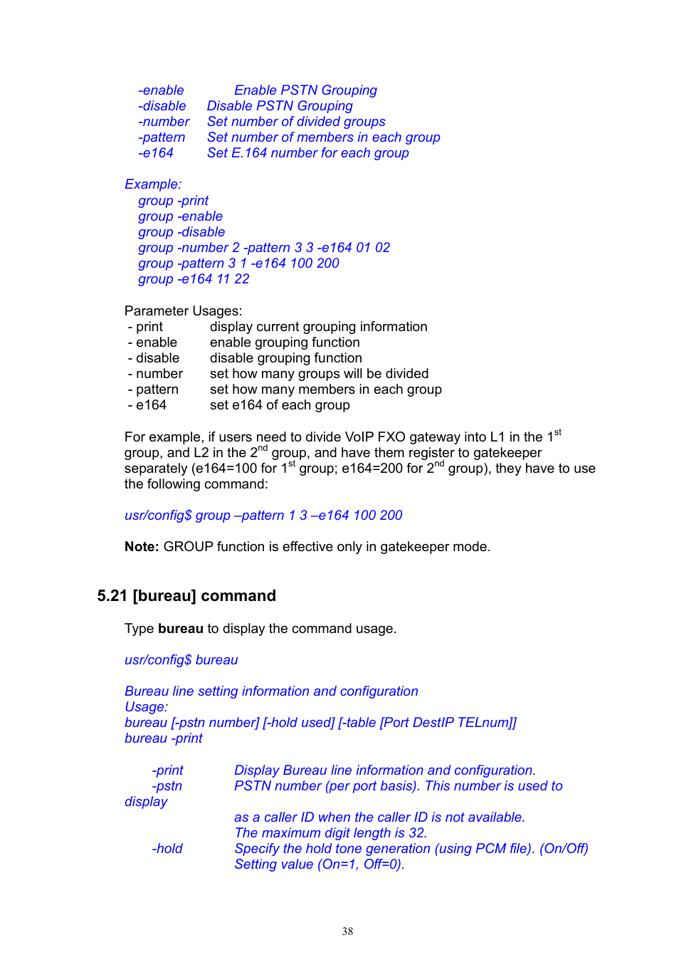 21 [bureau] command | MicroNet Technology IP TELEPHONY GATEWAY SP5052 User Manual | Page 38 / 61
