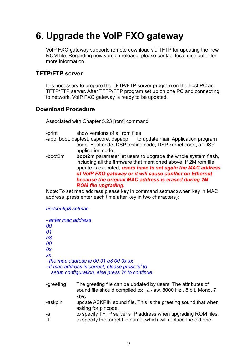 Upgrade the voip fxo gateway | MicroNet Technology IP TELEPHONY GATEWAY SP5052 User Manual | Page 43 / 61