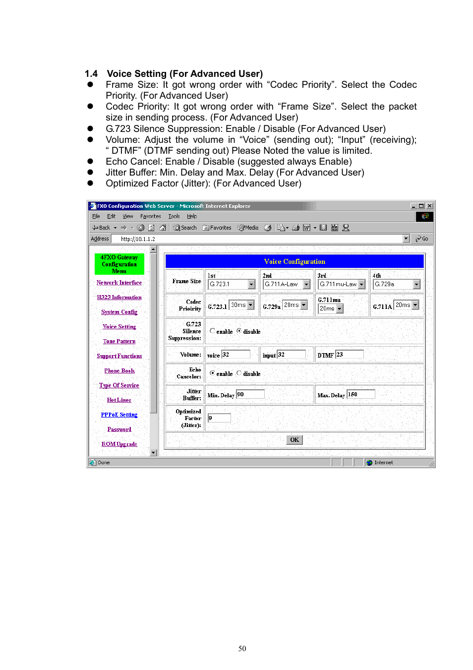 MicroNet Technology IP TELEPHONY GATEWAY SP5052 User Manual | Page 50 / 61