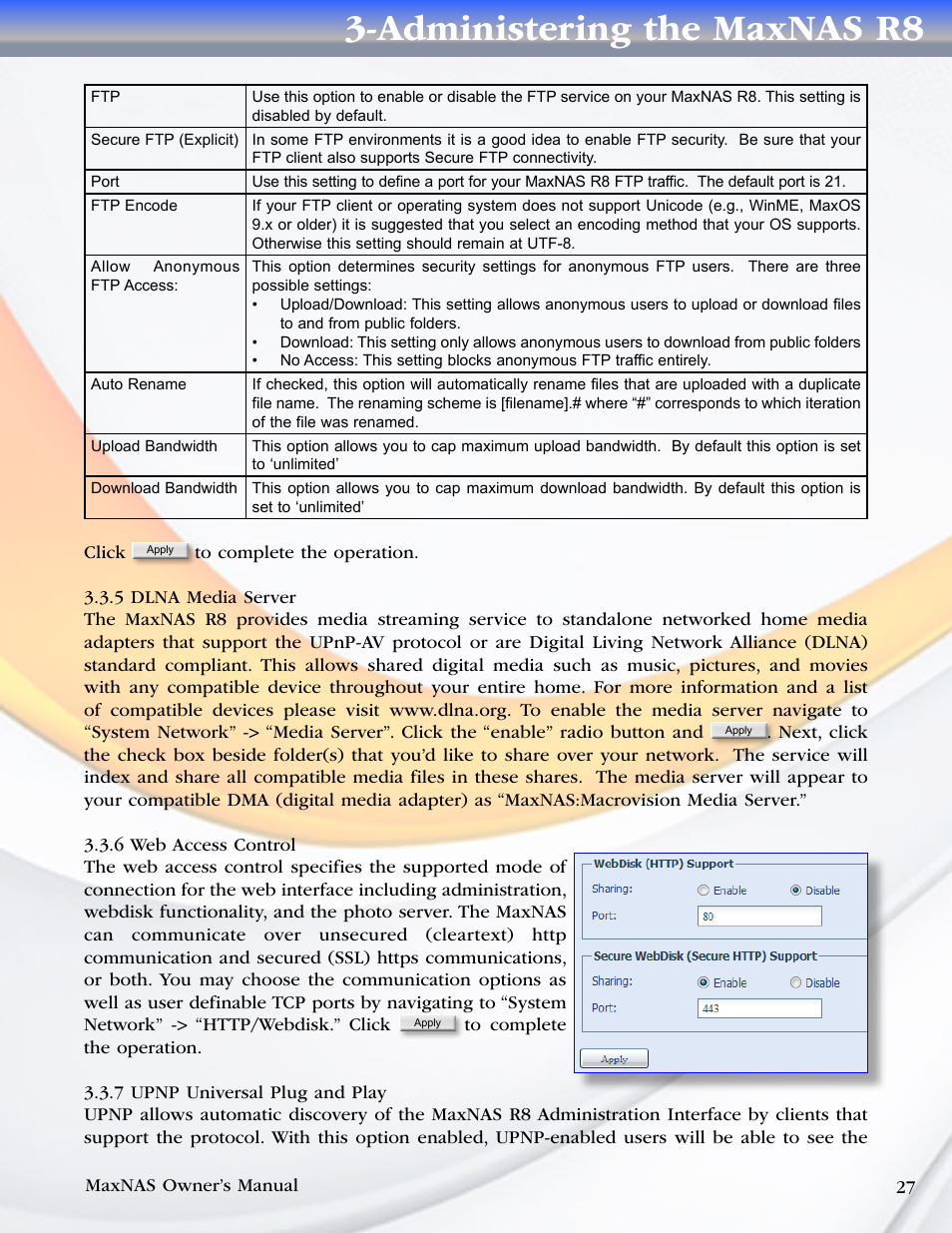 Administering the maxnas r8 | MicroNet Technology MAXNAS R8 User Manual | Page 27 / 84