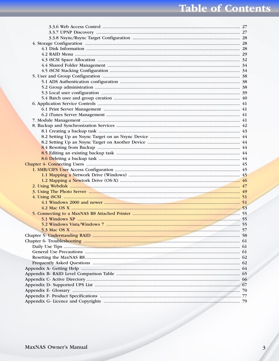 MicroNet Technology MAXNAS R8 User Manual | Page 3 / 84