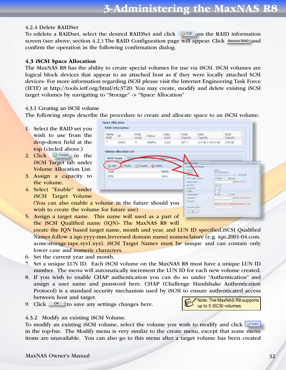 Administering the maxnas r8 | MicroNet Technology MAXNAS R8 User Manual | Page 32 / 84
