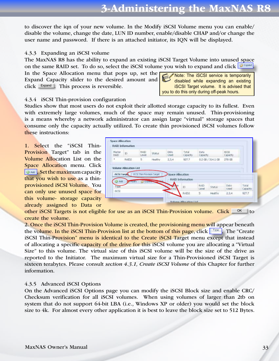 Administering the maxnas r8 | MicroNet Technology MAXNAS R8 User Manual | Page 33 / 84