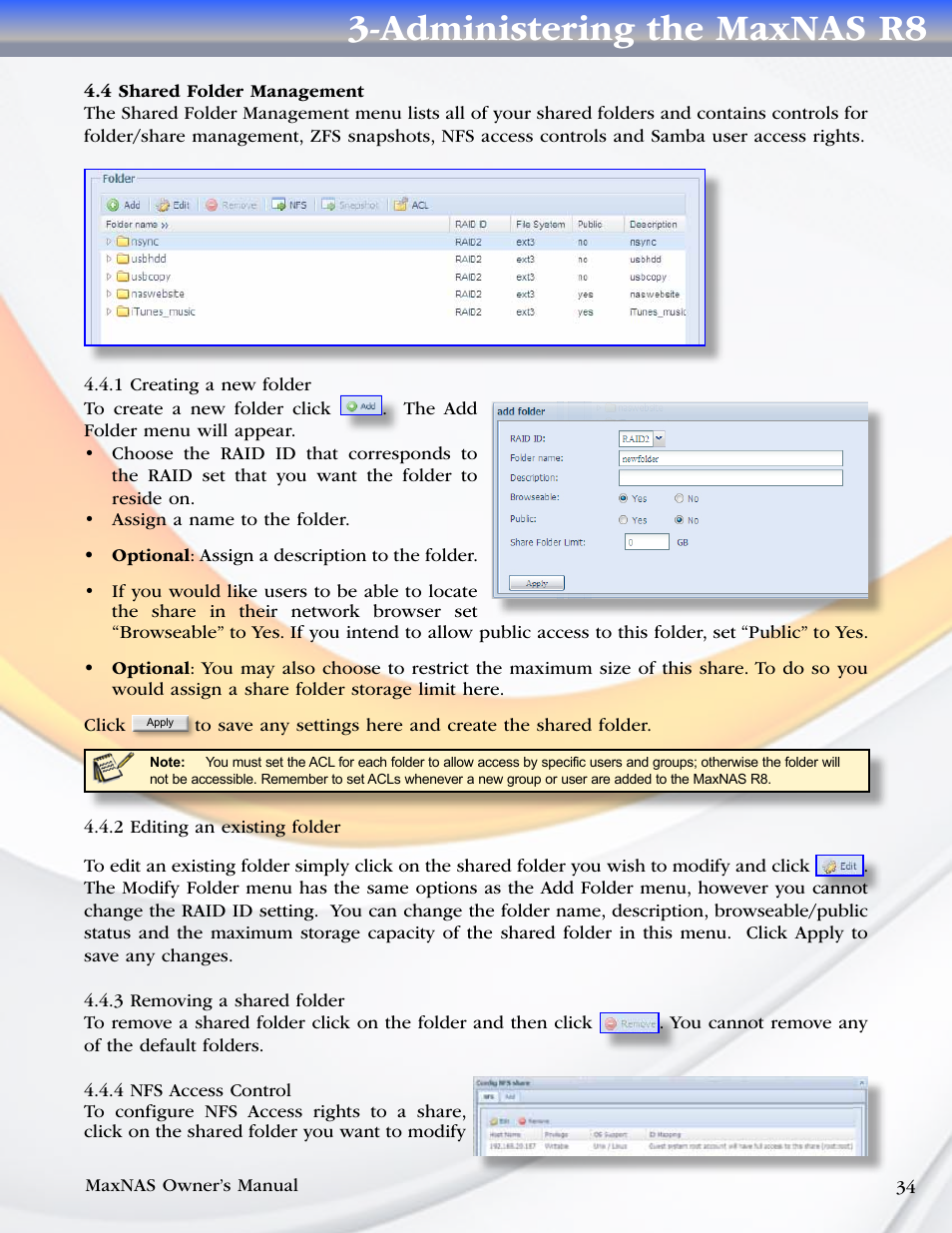 Administering the maxnas r8 | MicroNet Technology MAXNAS R8 User Manual | Page 34 / 84