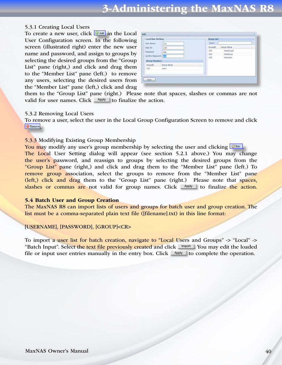 Administering the maxnas r8 | MicroNet Technology MAXNAS R8 User Manual | Page 40 / 84