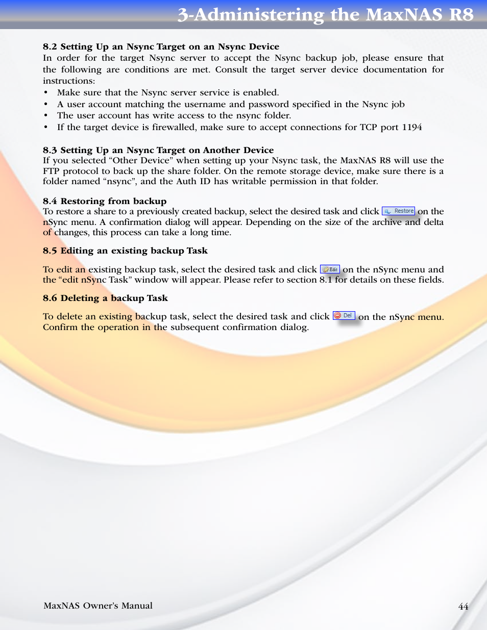 Administering the maxnas r8 | MicroNet Technology MAXNAS R8 User Manual | Page 44 / 84