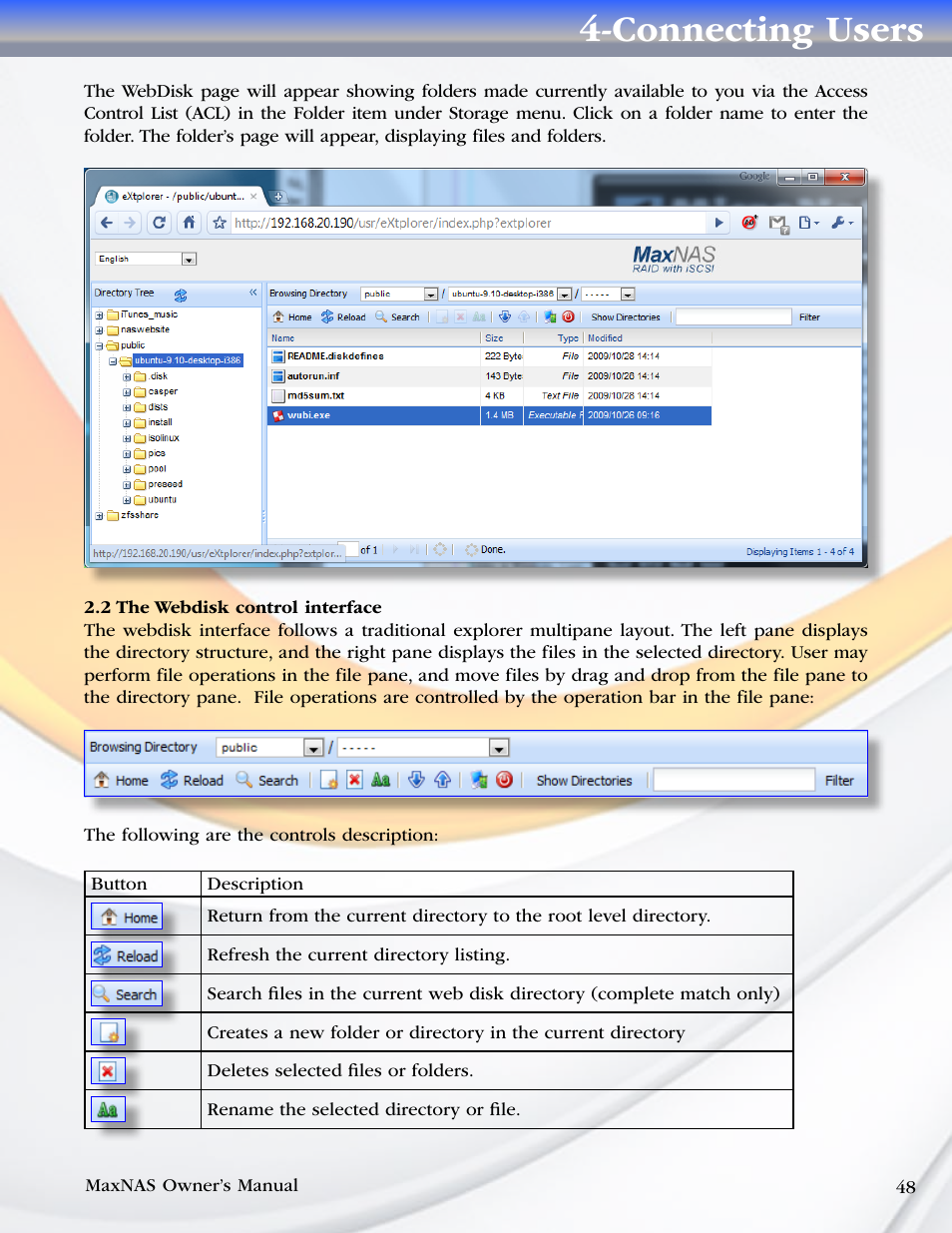 Connecting users | MicroNet Technology MAXNAS R8 User Manual | Page 48 / 84