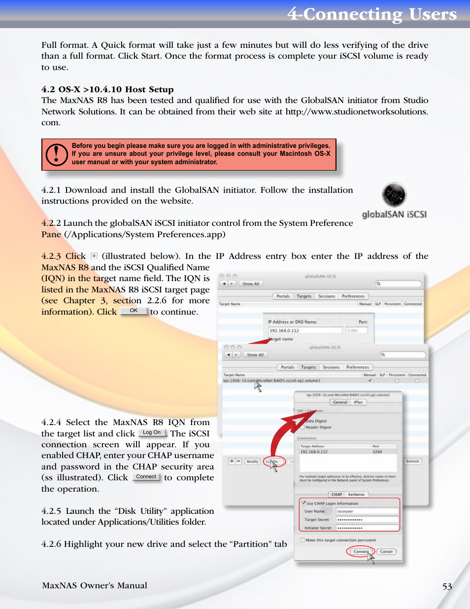 Connecting users | MicroNet Technology MAXNAS R8 User Manual | Page 53 / 84