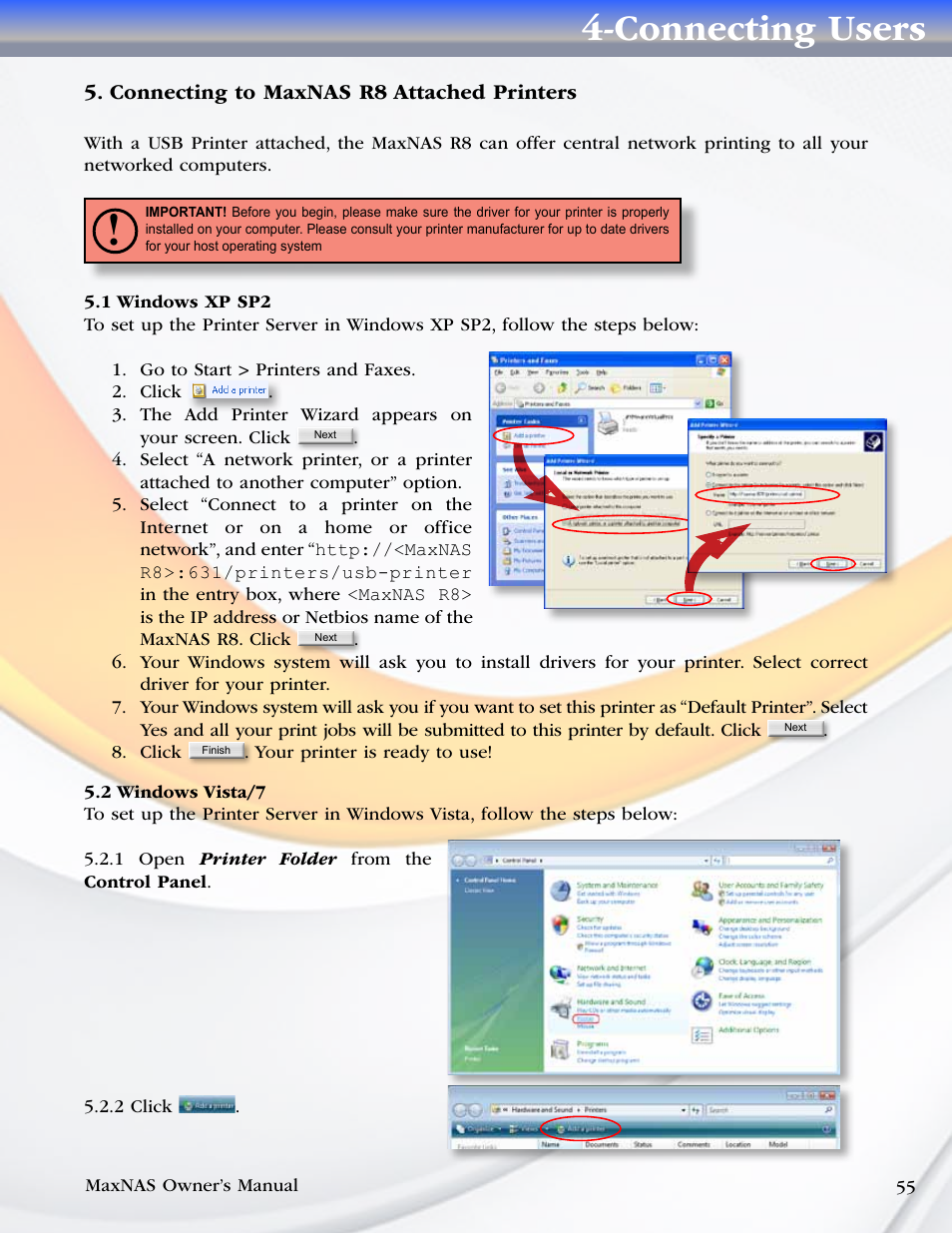 Connecting users | MicroNet Technology MAXNAS R8 User Manual | Page 55 / 84