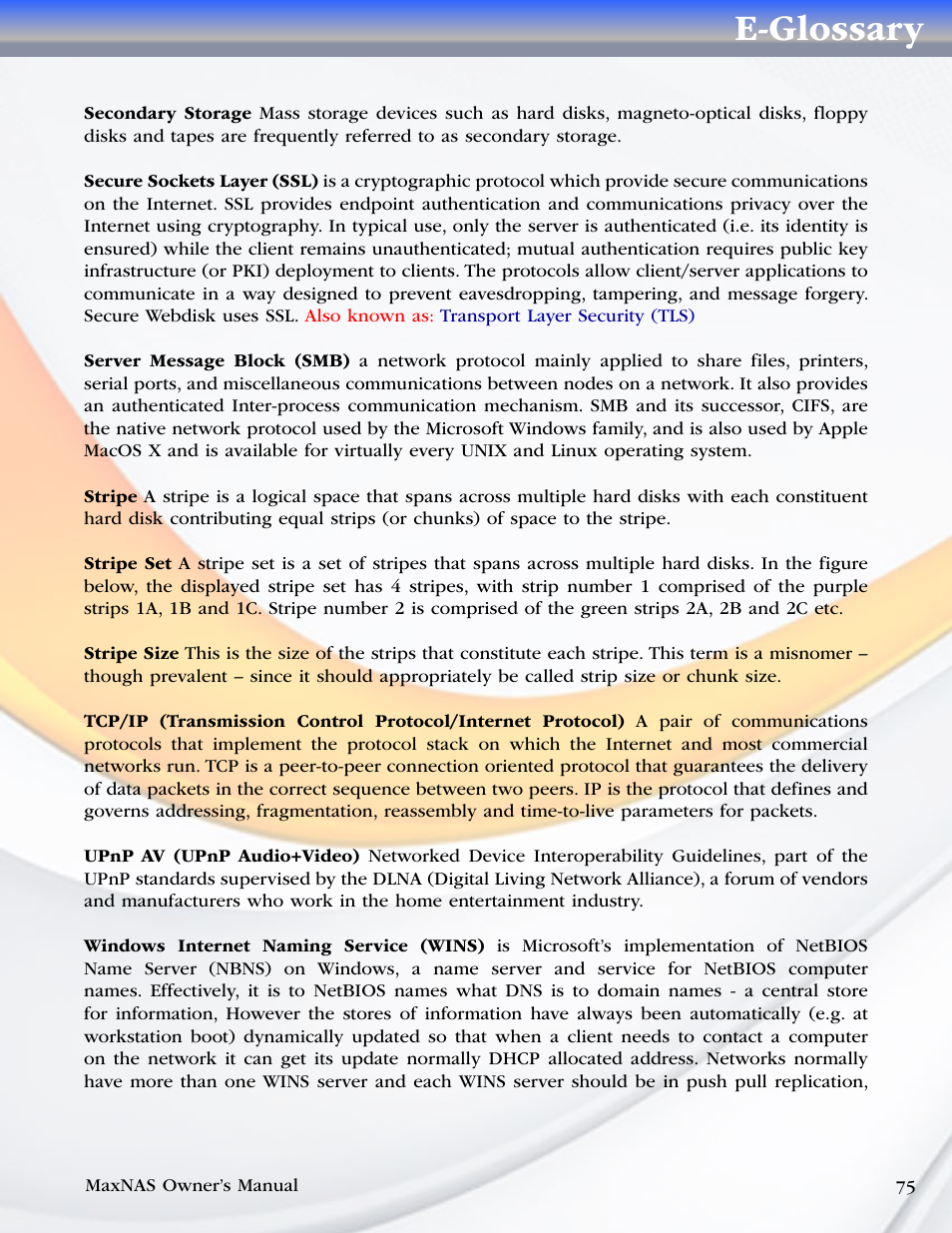 E-glossary | MicroNet Technology MAXNAS R8 User Manual | Page 75 / 84