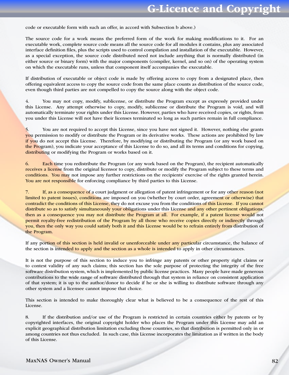 G-licence and copyright | MicroNet Technology MAXNAS R8 User Manual | Page 82 / 84