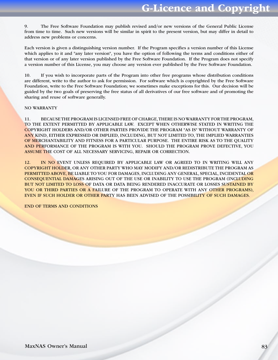 G-licence and copyright | MicroNet Technology MAXNAS R8 User Manual | Page 83 / 84