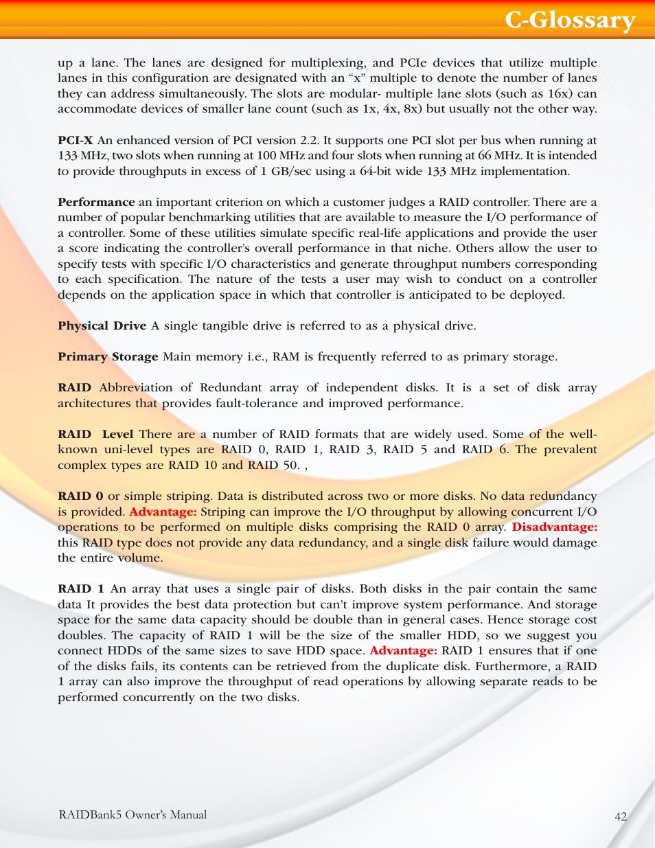 C-glossary | MicroNet Technology RAIDBANK 5 User Manual | Page 42 / 48