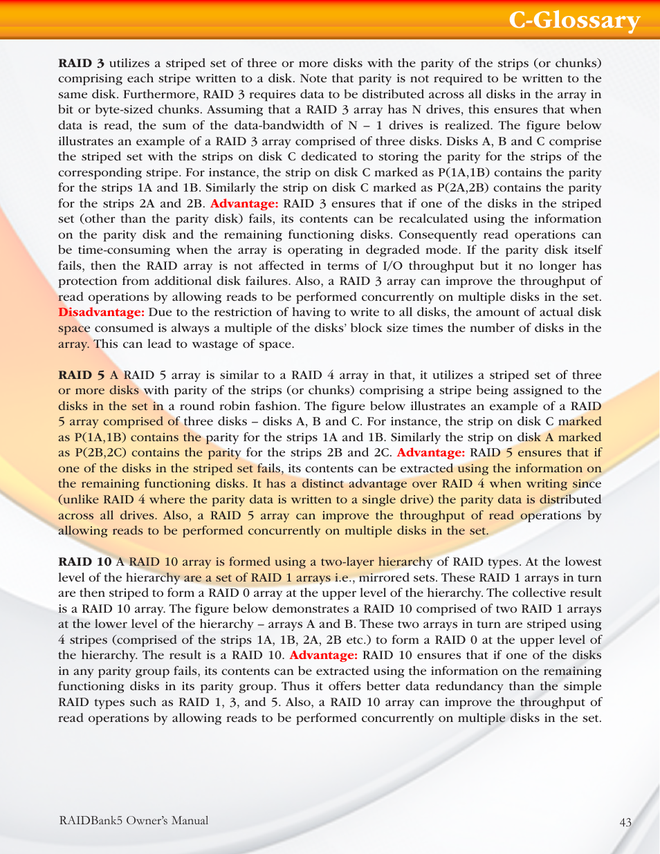 C-glossary | MicroNet Technology RAIDBANK 5 User Manual | Page 43 / 48