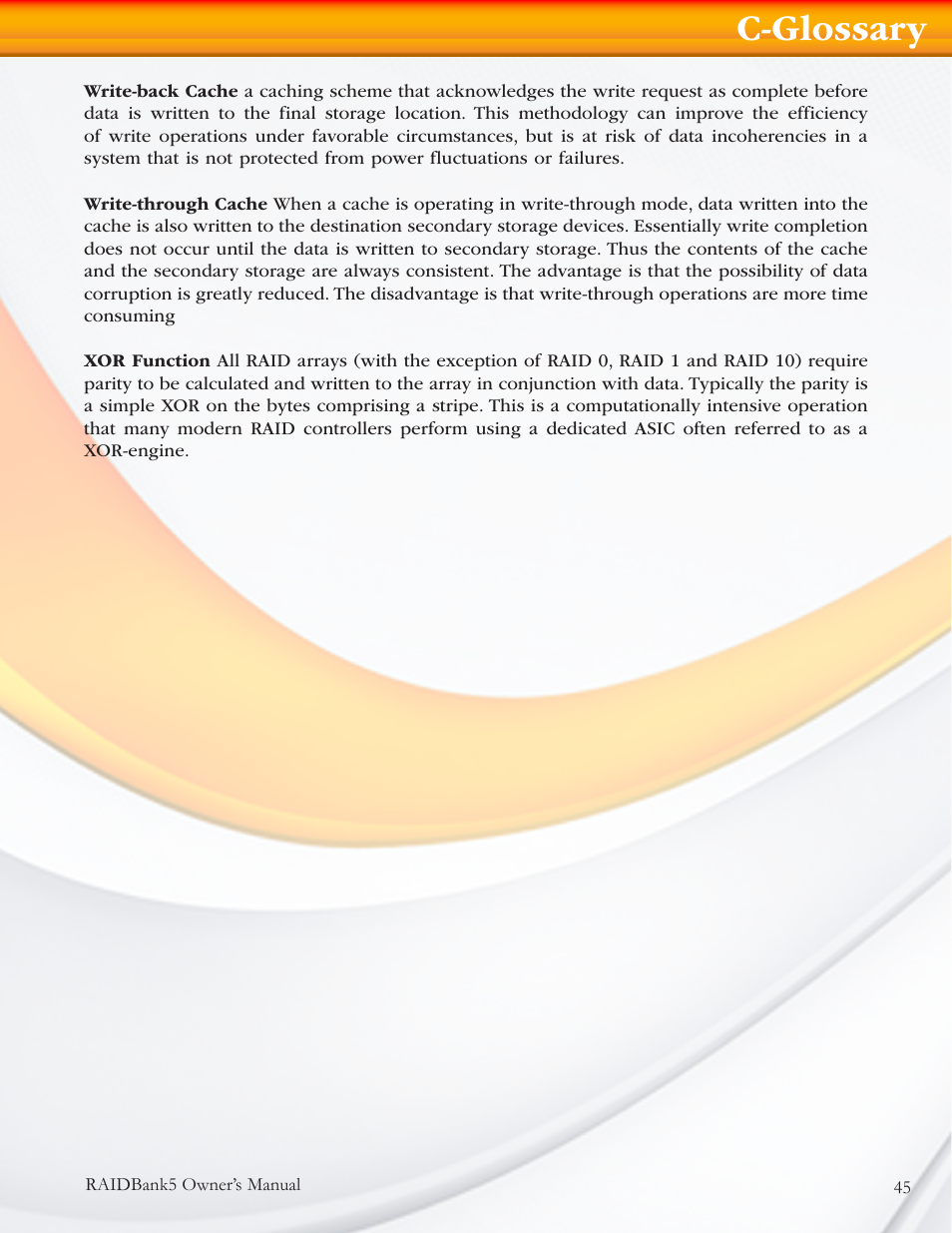 C-glossary | MicroNet Technology RAIDBANK 5 User Manual | Page 45 / 48