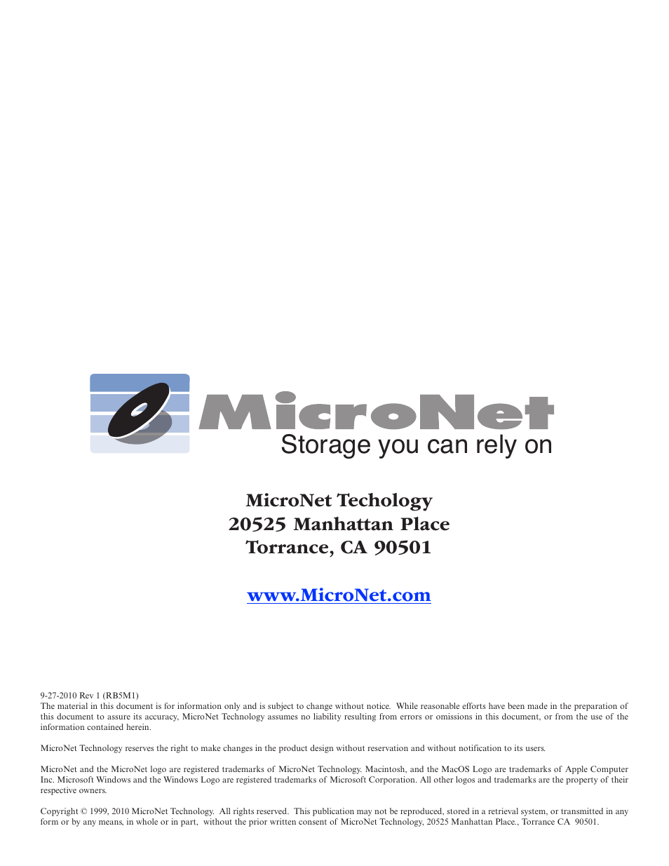 Storage you can rely on | MicroNet Technology RAIDBANK 5 User Manual | Page 48 / 48