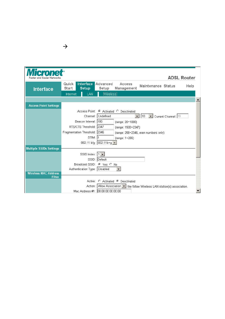 3 wireless settings, Ssid, Channel id | MicroNet Technology SP3367A User Manual | Page 34 / 70