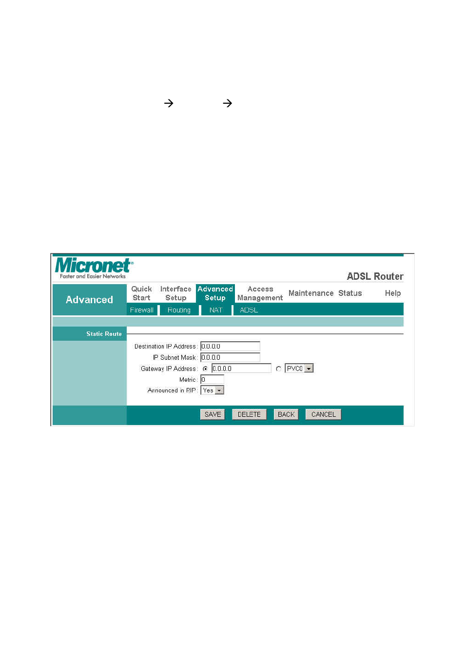 Static routing | MicroNet Technology SP3367A User Manual | Page 37 / 70