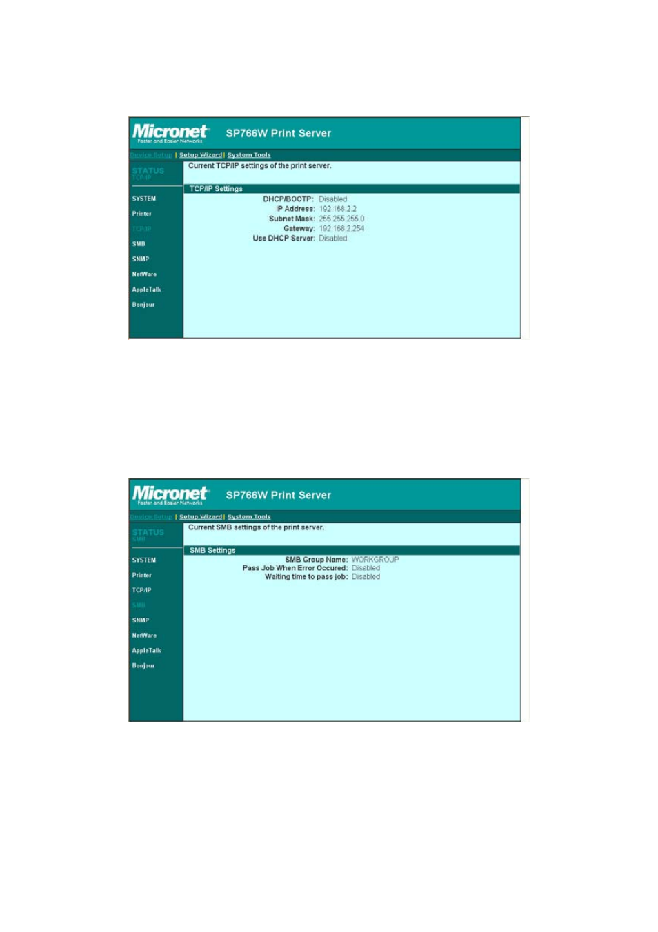 3 tcp/ip, 4 smb | MicroNet Technology SP766W User Manual | Page 84 / 137