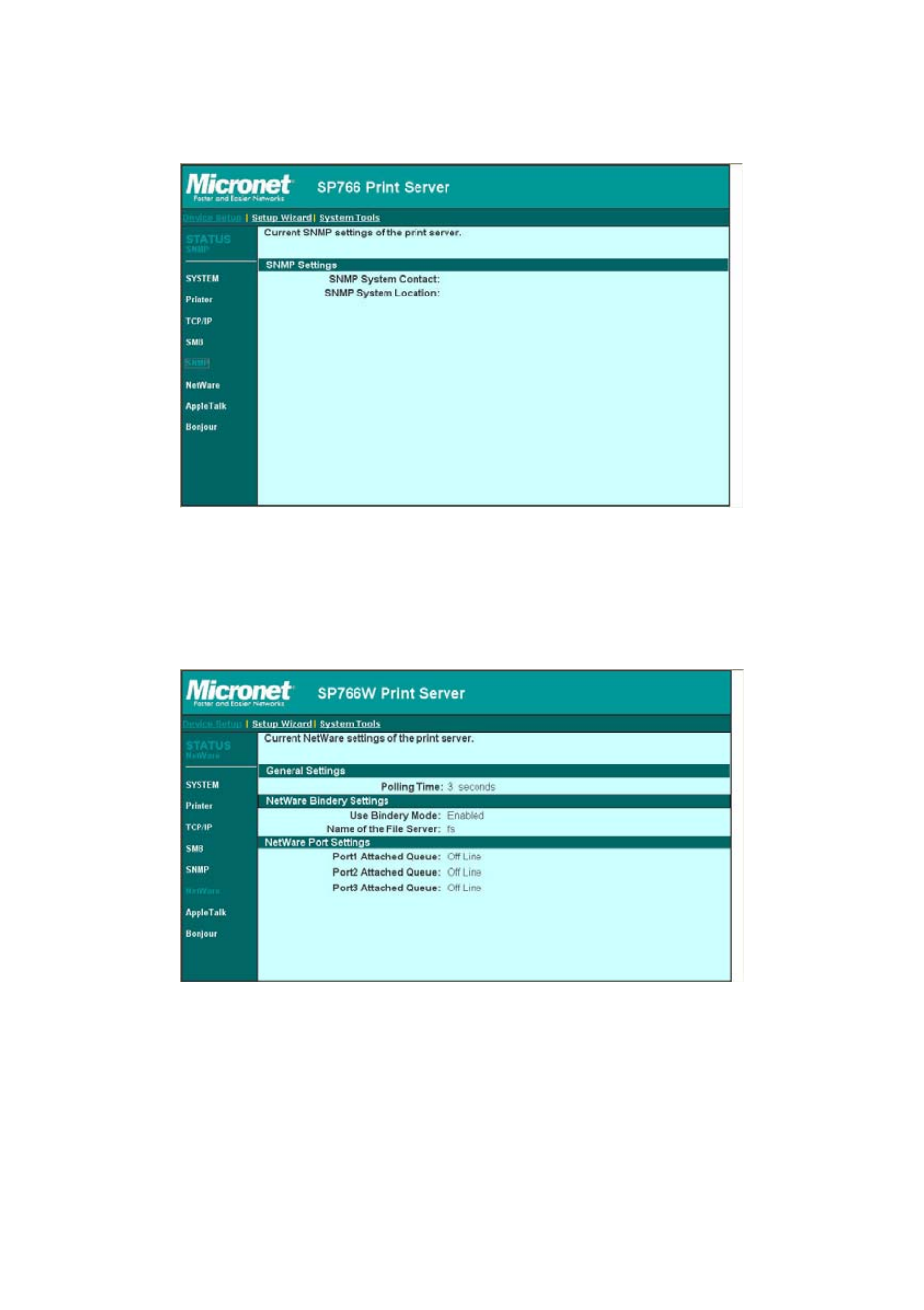 5 snmp, 6 netware | MicroNet Technology SP766W User Manual | Page 85 / 137