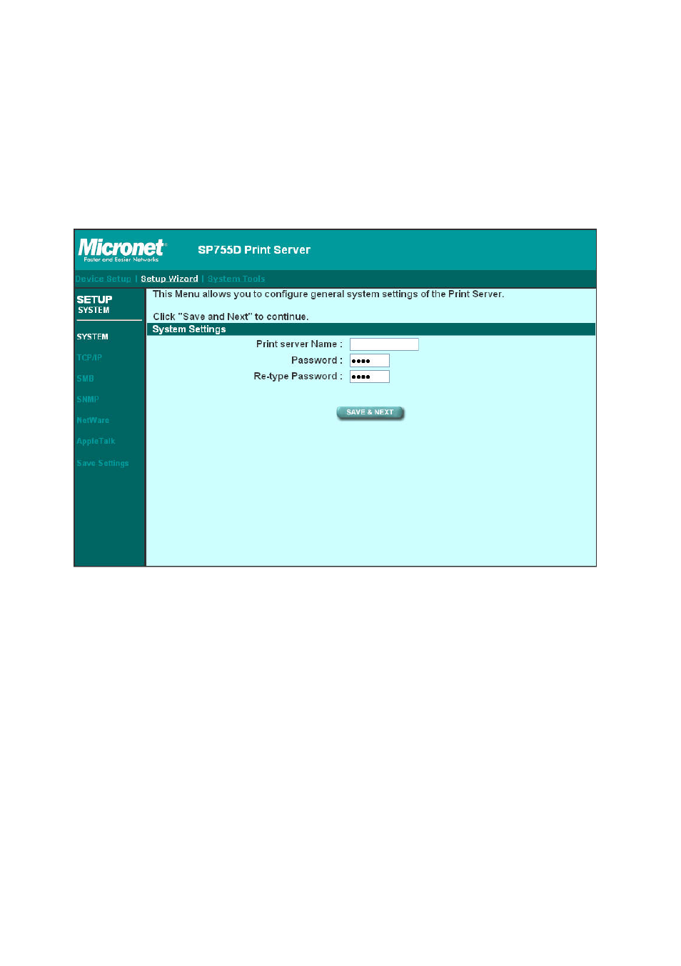 4 setup wizard, 1 system | MicroNet Technology SP755D User Manual | Page 78 / 99