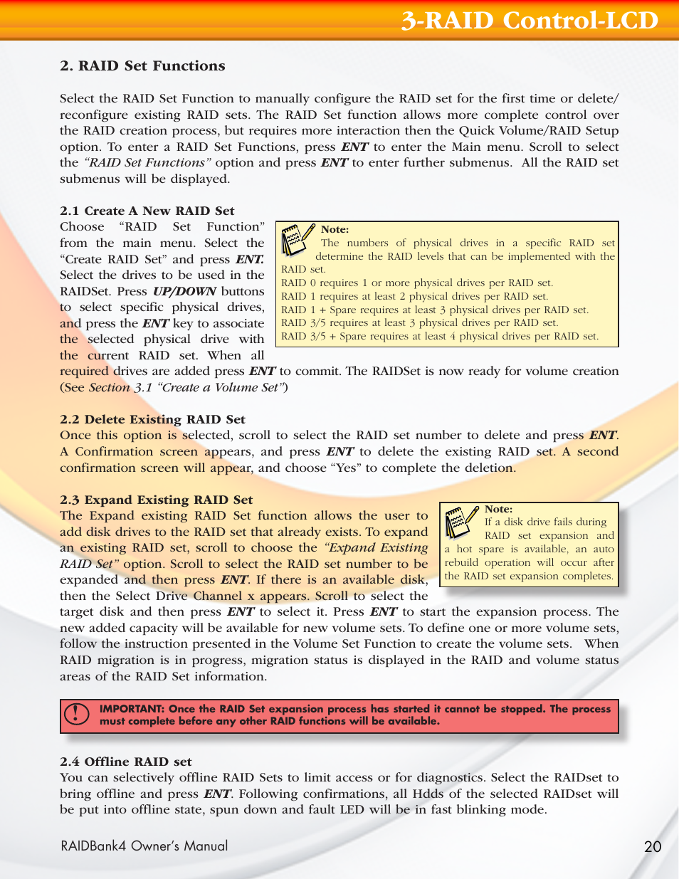 Raid control-lcd | MicroNet Technology Network Device RAIDBank4 User Manual | Page 20 / 66