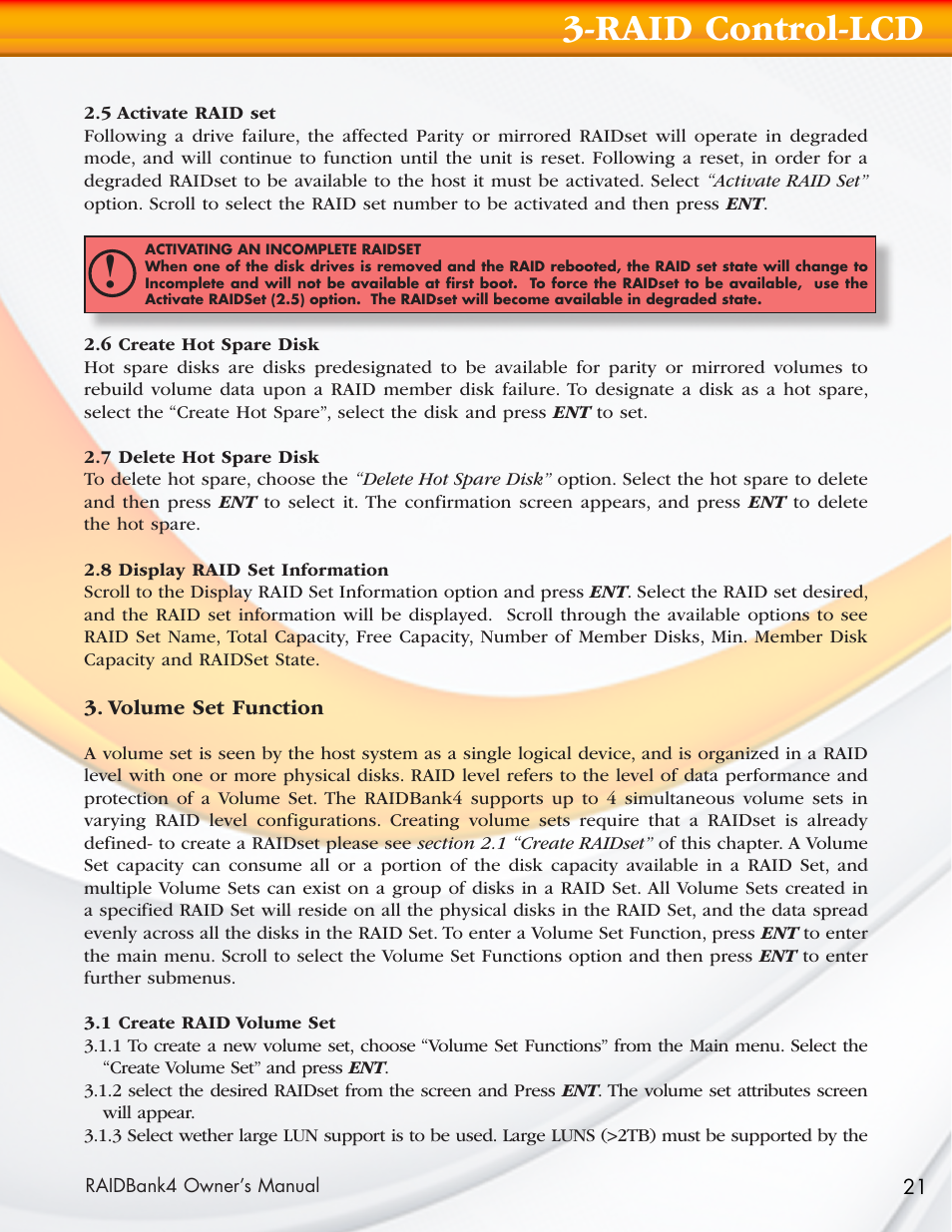 Raid control-lcd | MicroNet Technology Network Device RAIDBank4 User Manual | Page 21 / 66