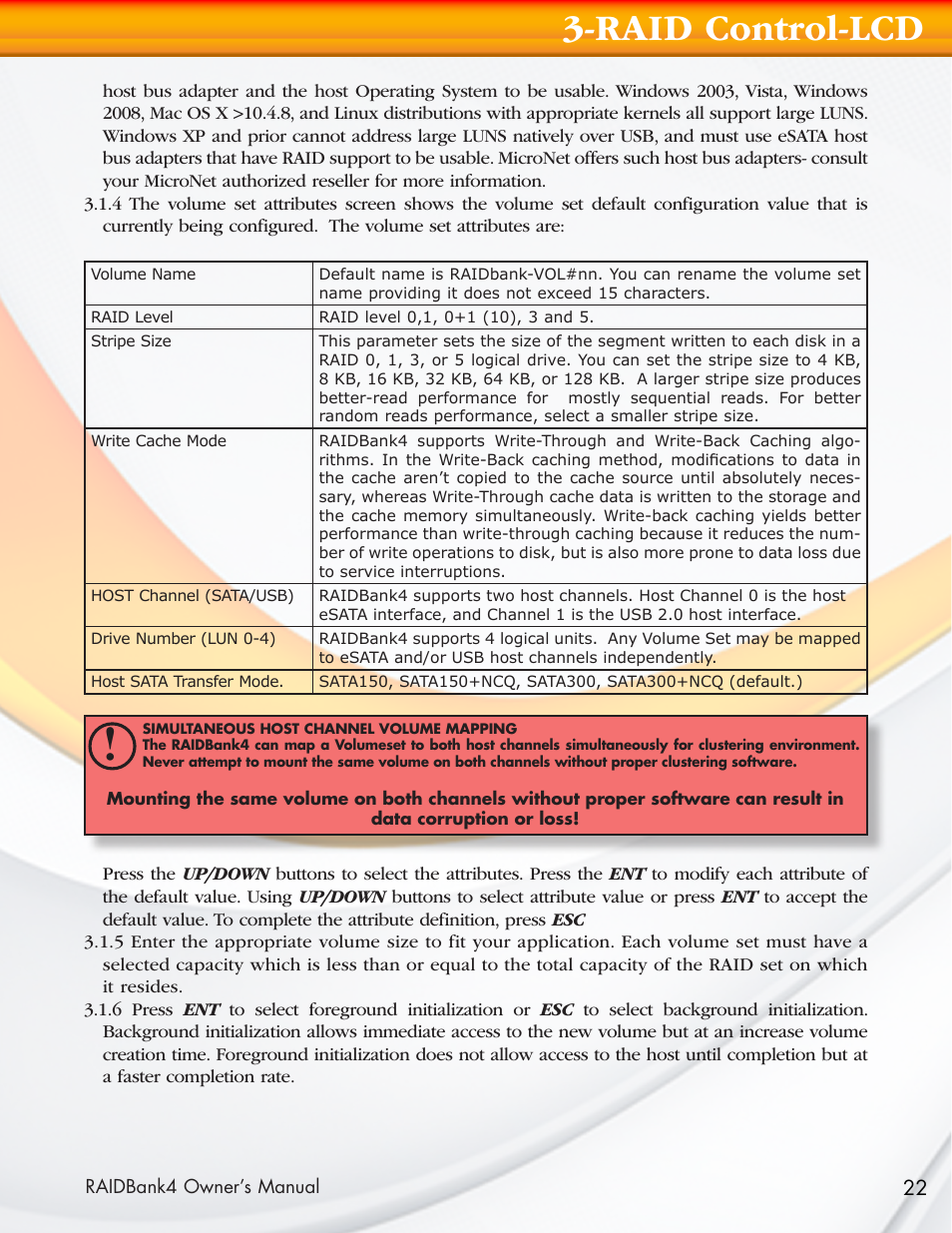 Raid control-lcd | MicroNet Technology Network Device RAIDBank4 User Manual | Page 22 / 66
