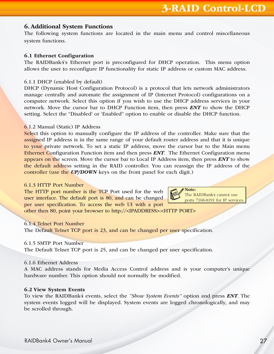 Raid control-lcd | MicroNet Technology Network Device RAIDBank4 User Manual | Page 27 / 66