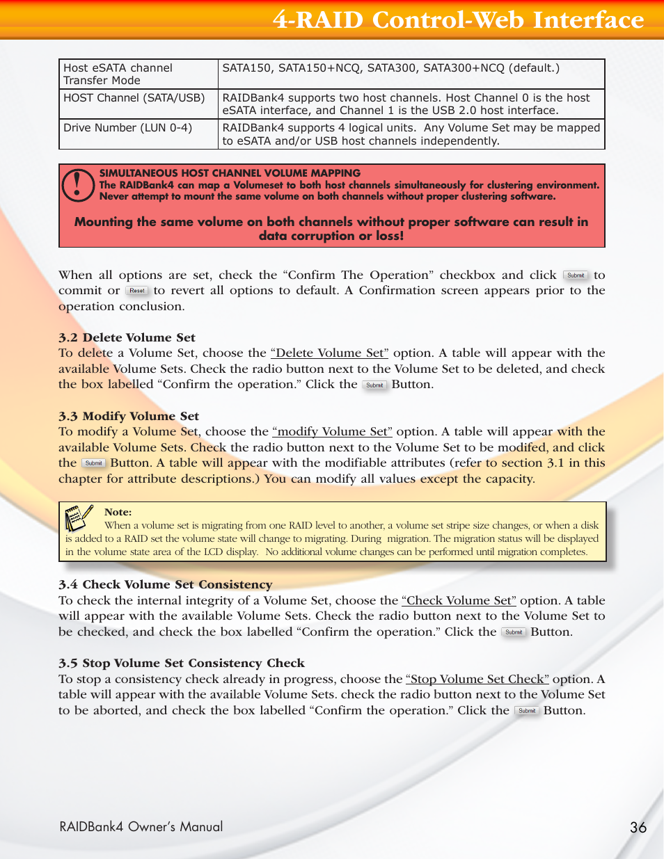 Raid control-web interface | MicroNet Technology Network Device RAIDBank4 User Manual | Page 36 / 66