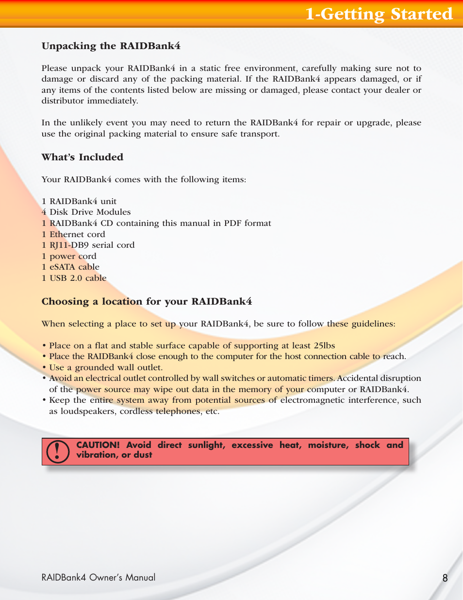 Getting started | MicroNet Technology Network Device RAIDBank4 User Manual | Page 8 / 66