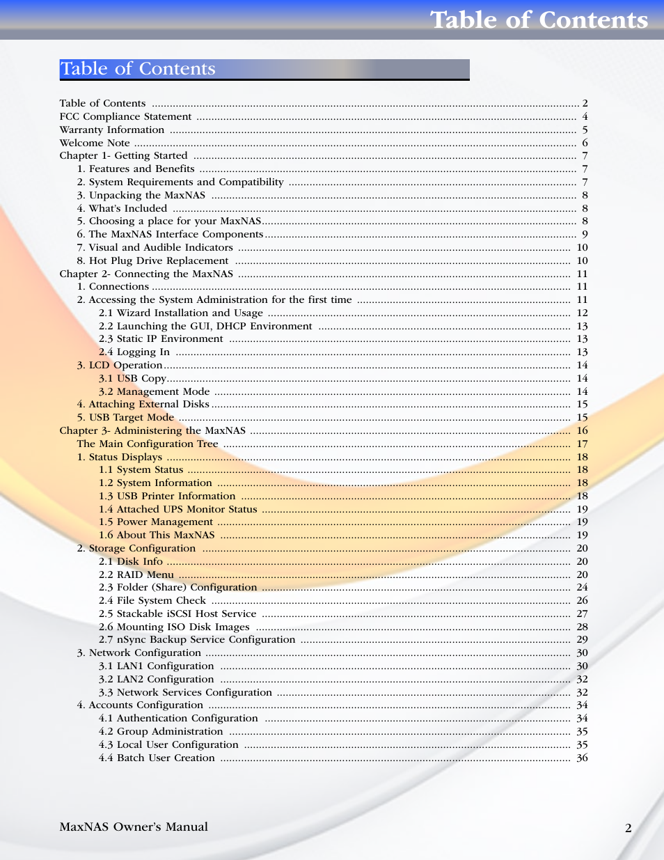 MicroNet Technology MaxNAS User Manual | Page 2 / 79