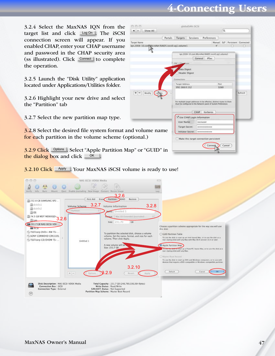 Connecting users | MicroNet Technology MaxNAS User Manual | Page 47 / 79