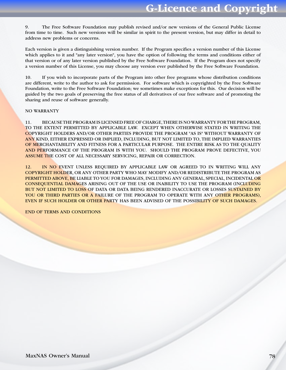G-licence and copyright | MicroNet Technology MaxNAS User Manual | Page 78 / 79
