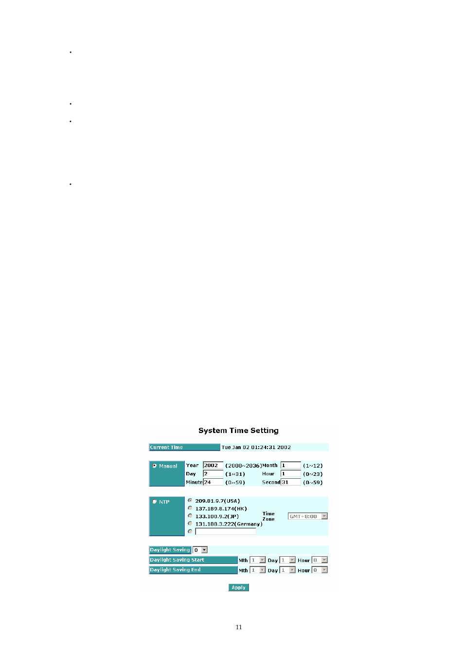 Time configuration | MicroNet Technology SP1659P User Manual | Page 12 / 123