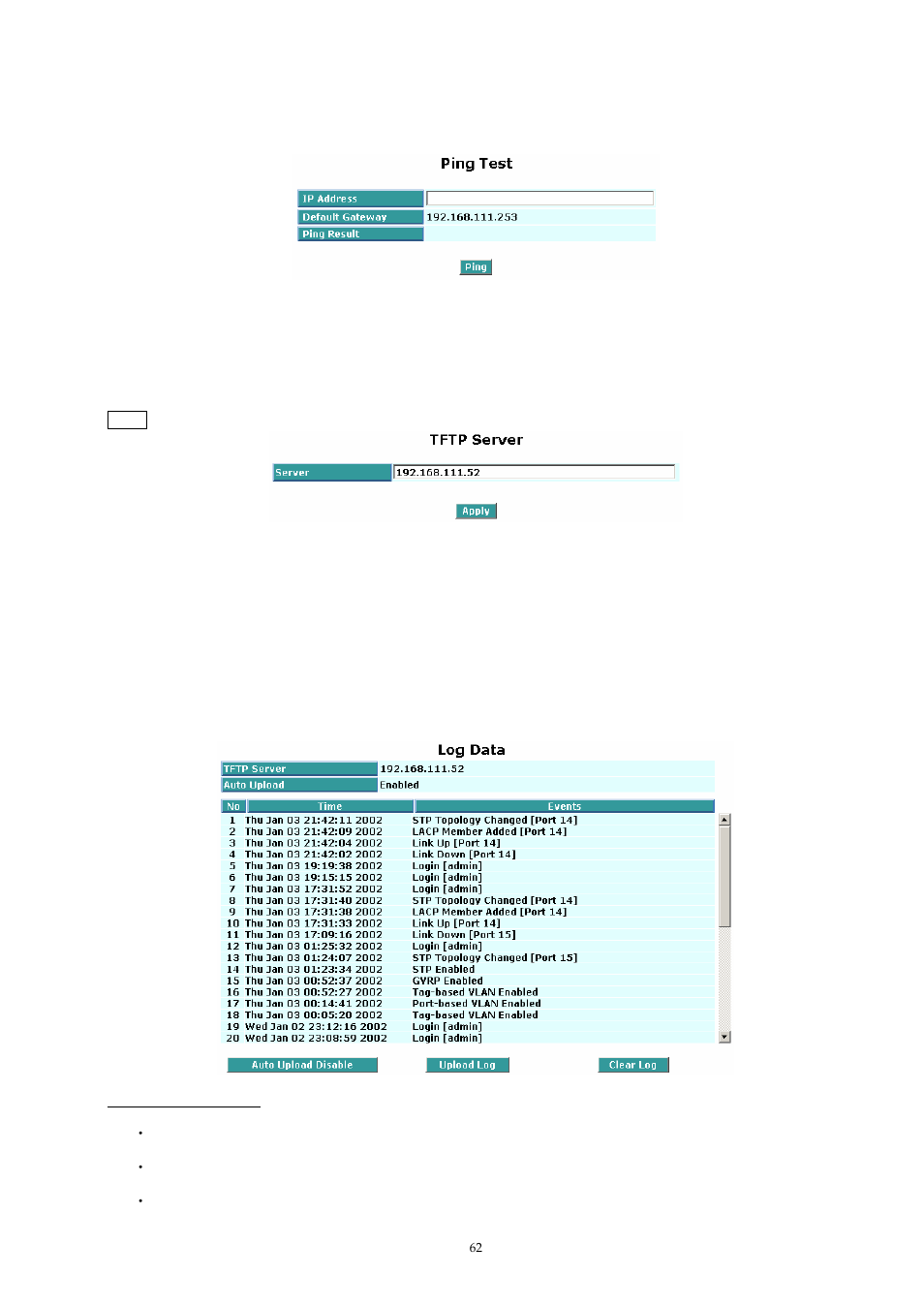 21 tftp server, 22 log, Tftp | Erver | MicroNet Technology SP1659P User Manual | Page 63 / 123
