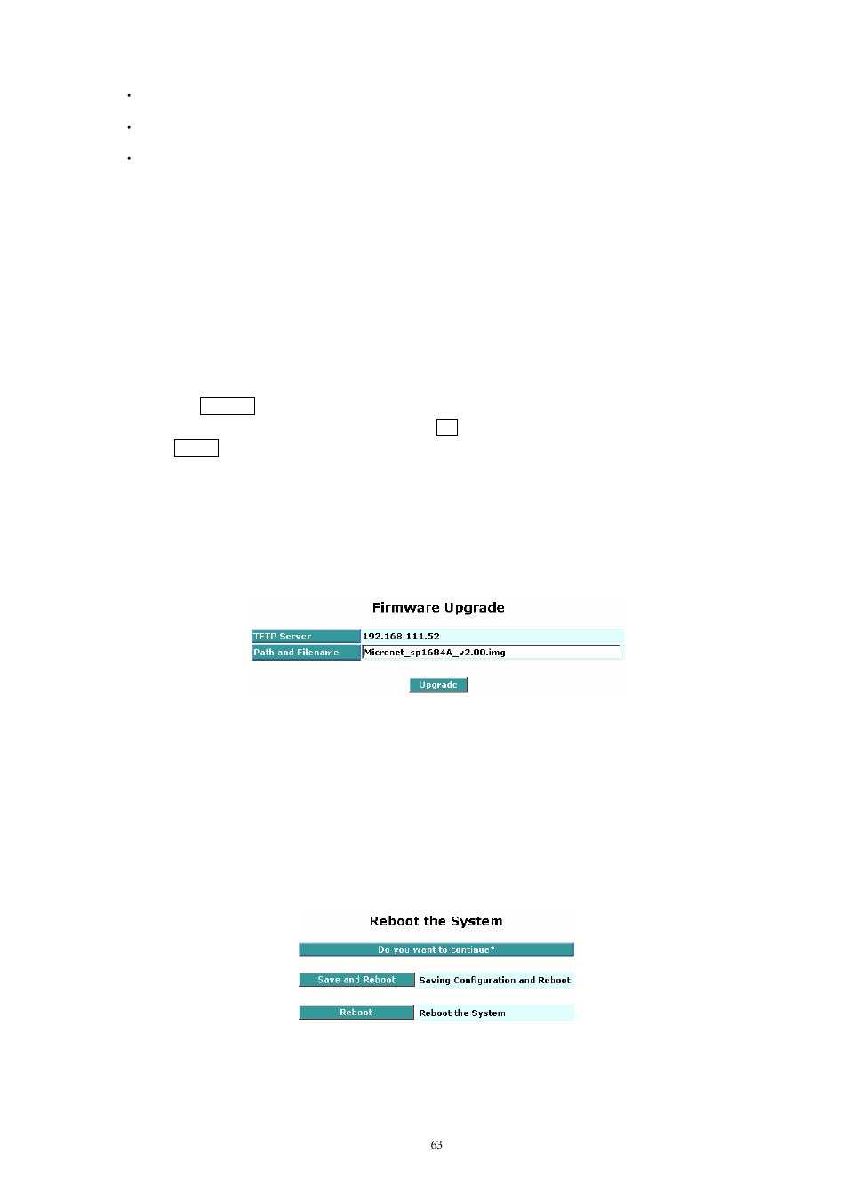 23 firmware upgrade, 24 reboot, Irmware | Pgrade, Eboot | MicroNet Technology SP1659P User Manual | Page 64 / 123