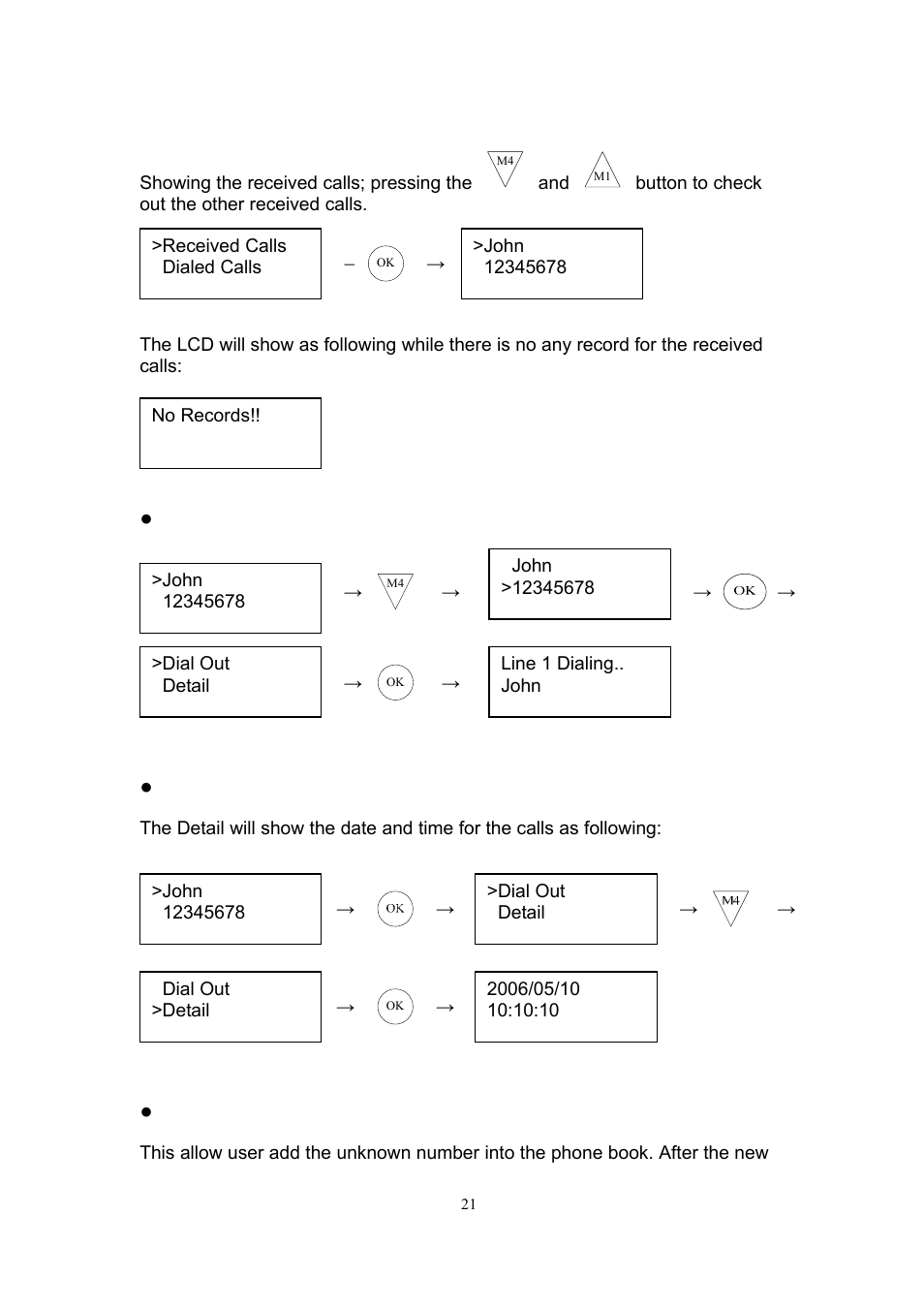 1 received, Dial out, Detail | Add to phone | MicroNet Technology SP5101 User Manual | Page 22 / 86