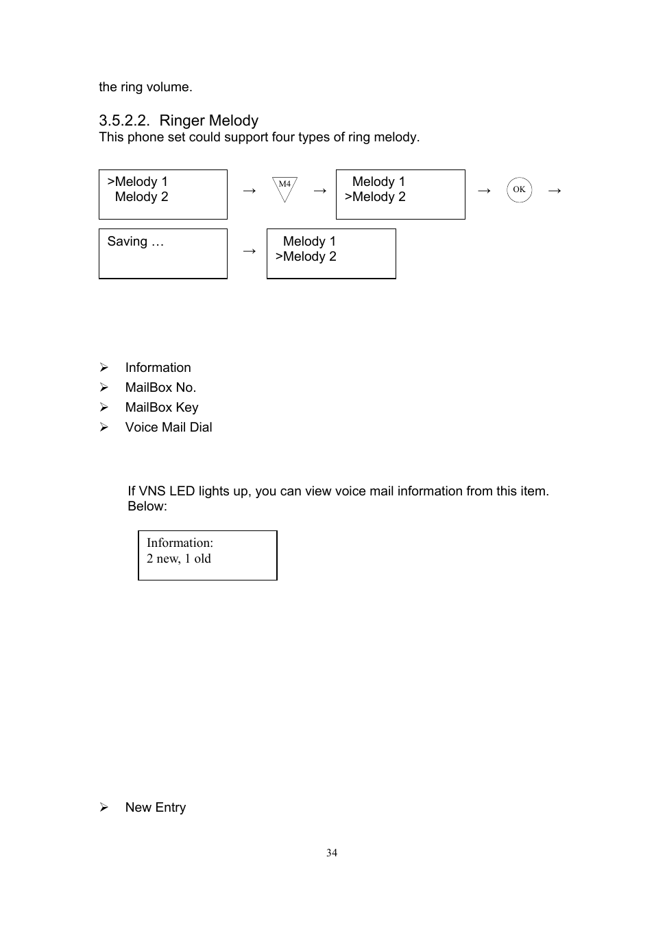 Ringer melody, 6 mail box, 7 function keys | 1 information, 2 mailbox no, 3 mailbox key, 4 voice mail dial | MicroNet Technology SP5101 User Manual | Page 35 / 86
