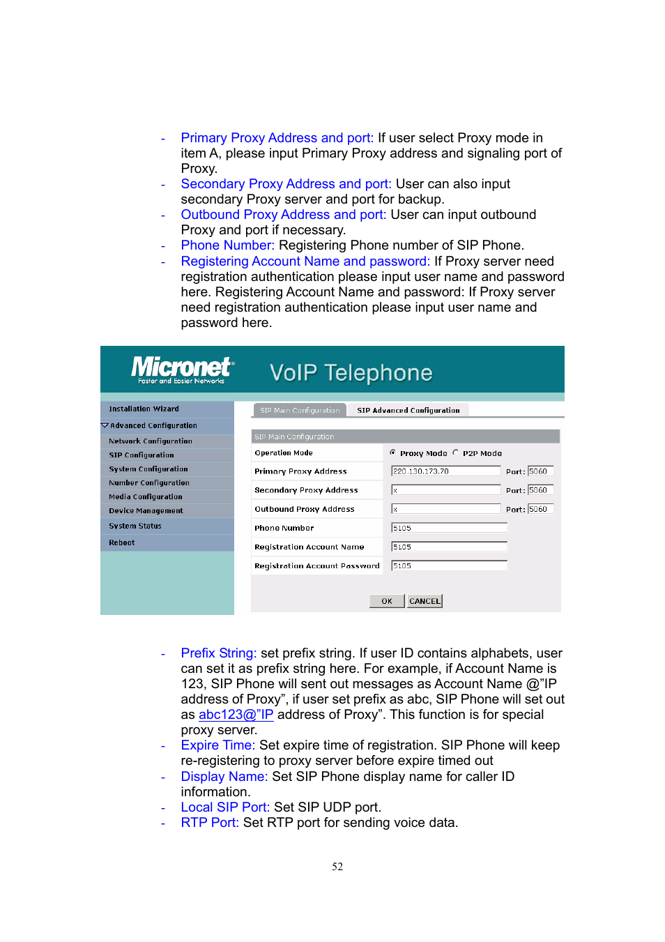 2 sip configuration | MicroNet Technology SP5101 User Manual | Page 53 / 86