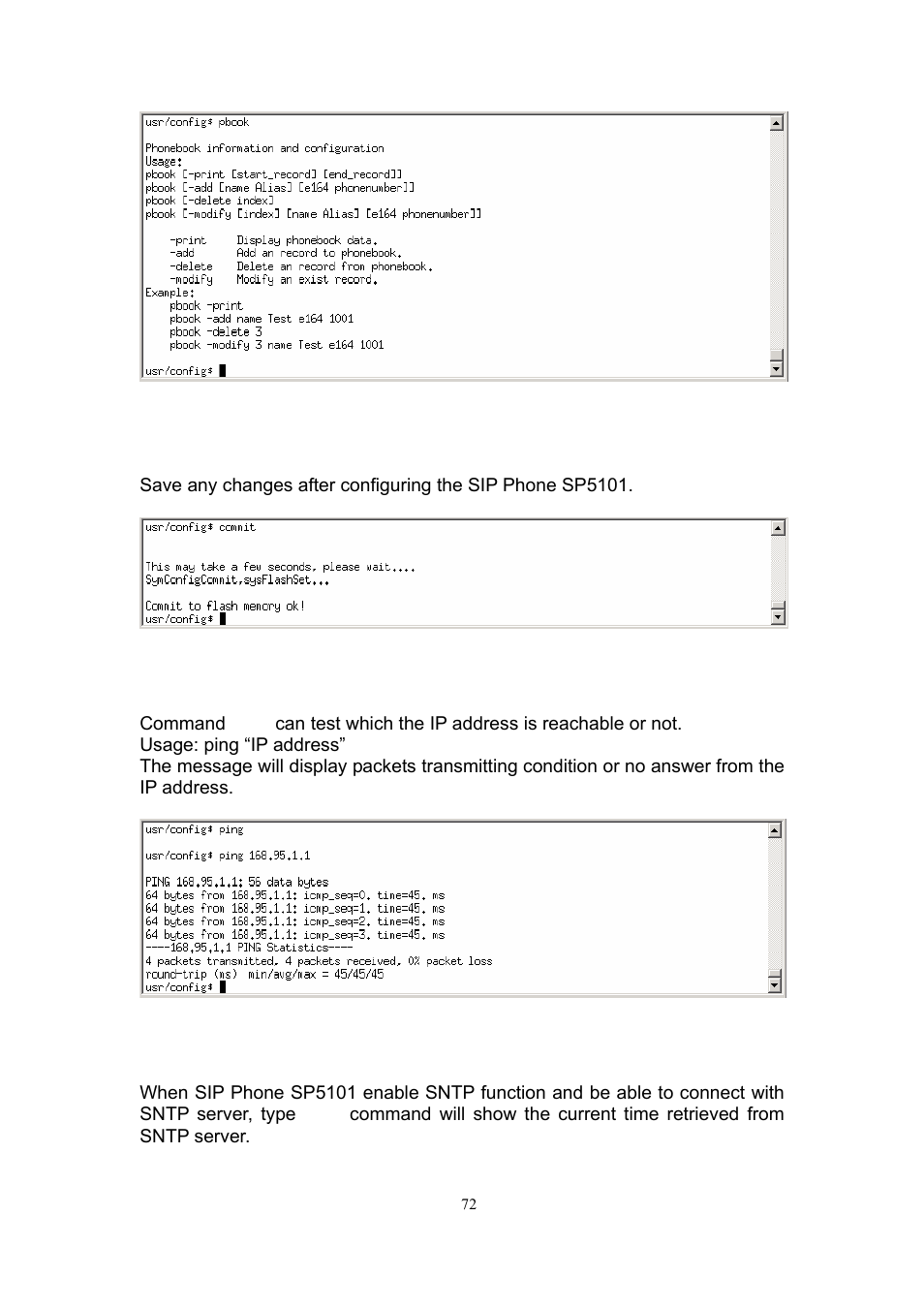 6 [commit] command, 7 [ping] command, 8 [time] command | MicroNet Technology SP5101 User Manual | Page 73 / 86