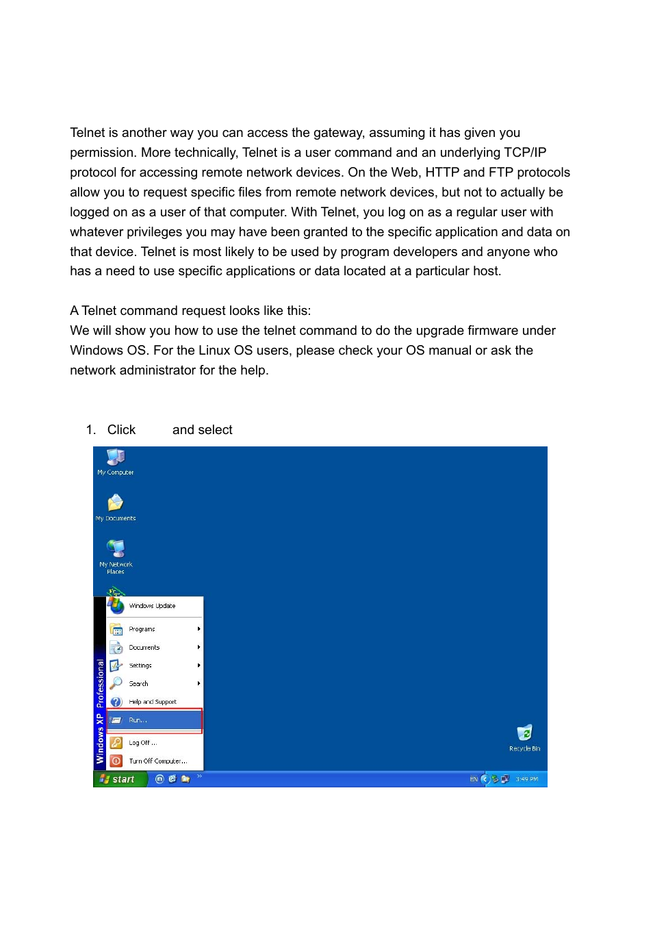 Upgrade by telnet command, Pgrade by, Elnet | Ommand | MicroNet Technology SP5001A/S User Manual | Page 38 / 87