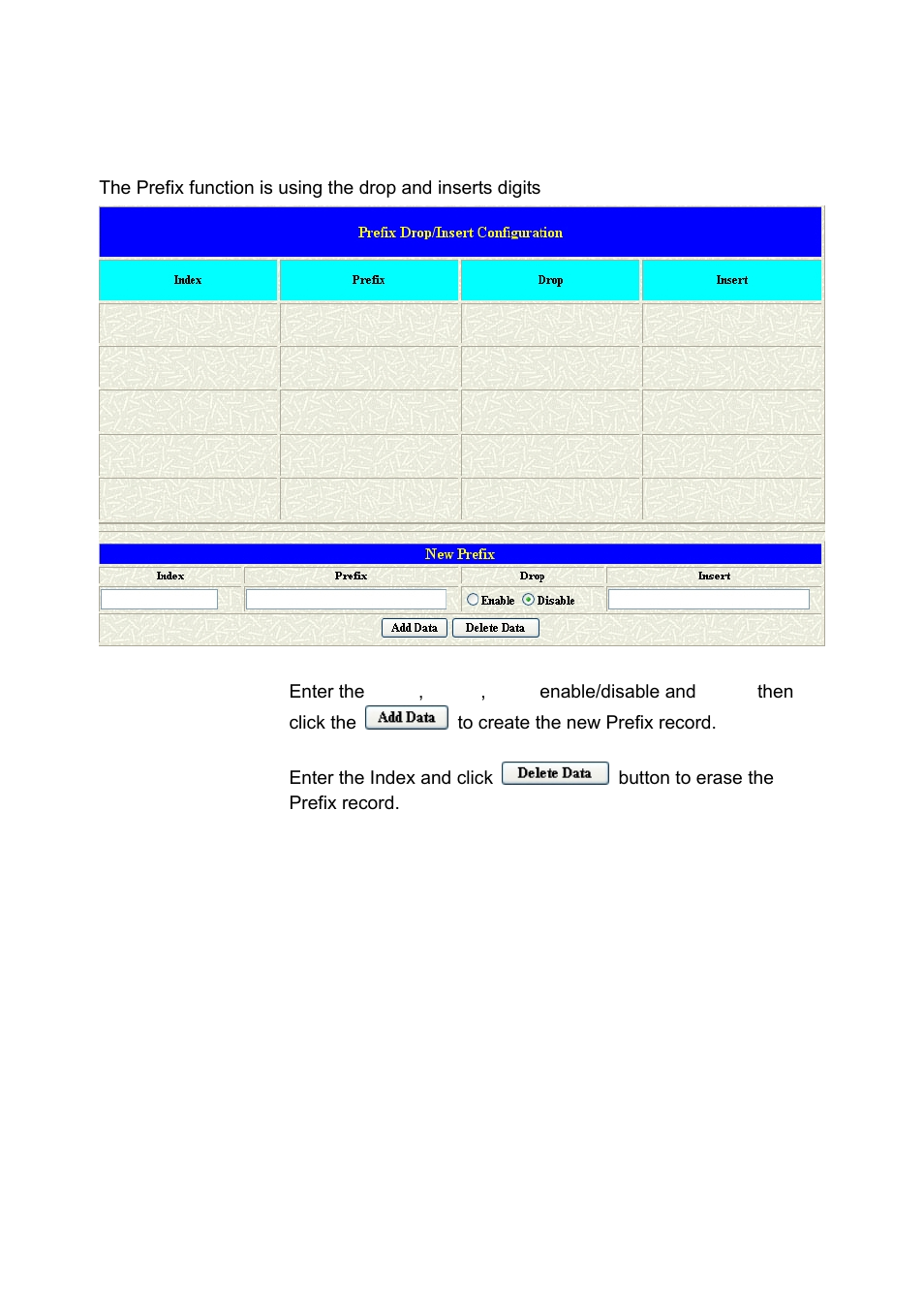 Prefix configuration, Refix, Onfiguration | MicroNet Technology SP5001A/S User Manual | Page 56 / 87