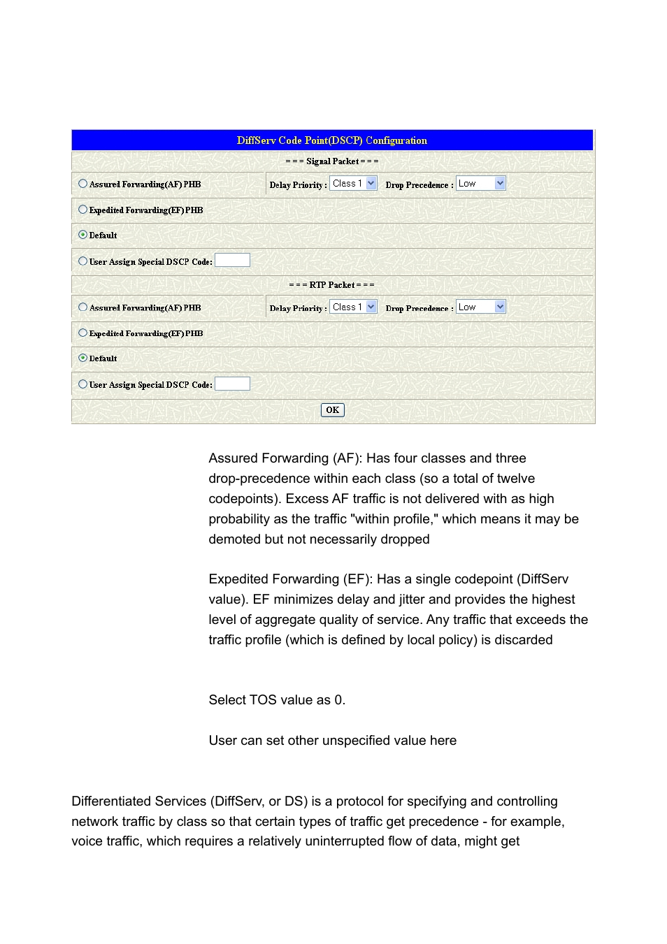 Dscp configuration, Dscp, Onfiguration | MicroNet Technology SP5001A/S User Manual | Page 57 / 87